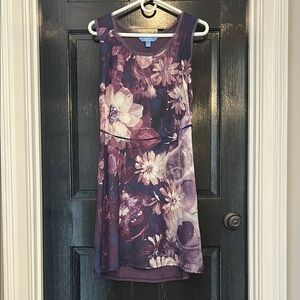 Simply Vera Vera Wang Purple Watercolor Floral Dress Medium